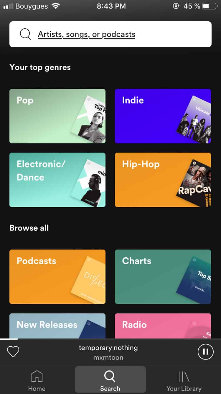 Search bar on iOS by Spotify from UIGarage