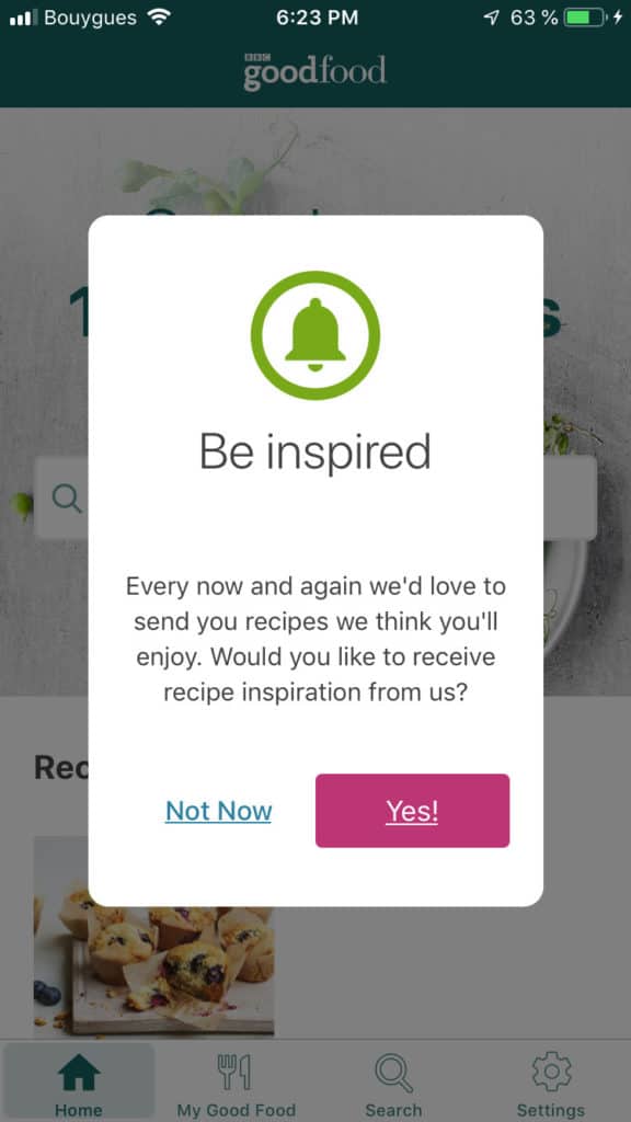 Ask Notifications on iOS by BBC goodfood from UIGarage
